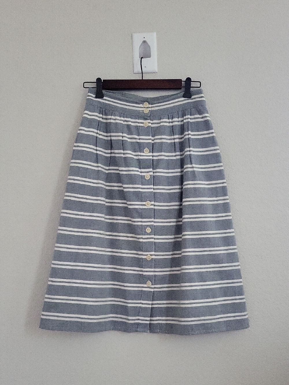 Madewell Palisade Button-Front Midi Skirt